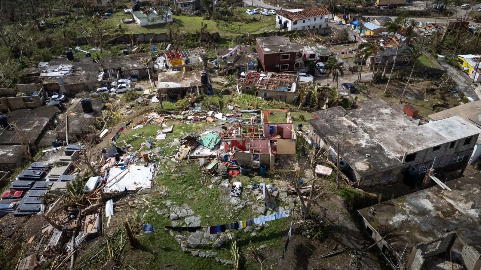 Homes and trees damaged after a severe windstorm