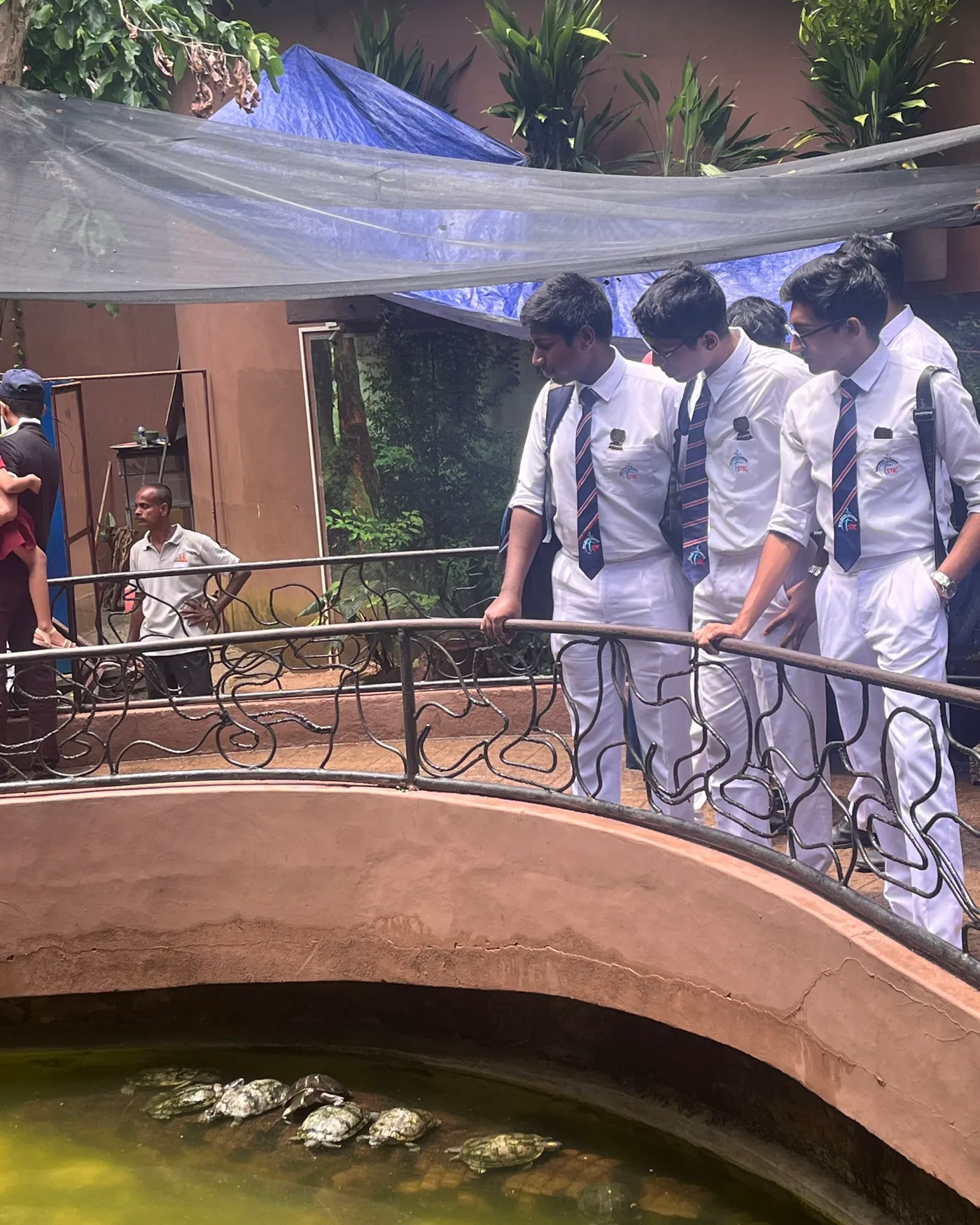 School students observing an outdoor learning site